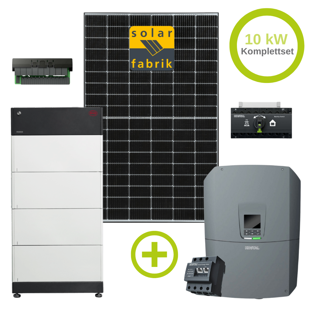 8.55 kW Photovoltaik Notstrom Bundle Komplett Solar Fabrik 450 W / Kostal G3 / BYD HVS inkl. K2 Montage Material